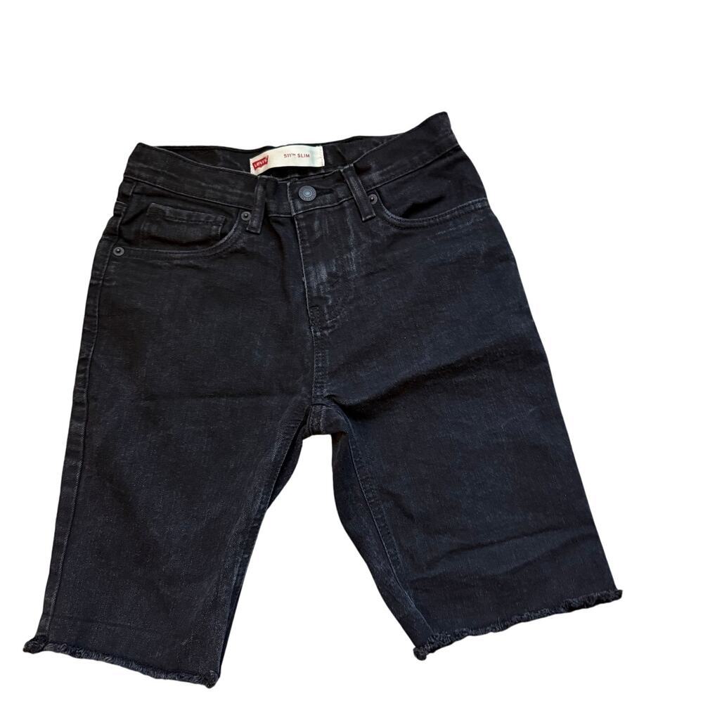 Levi's Black Denim Raw Hem 90s Grunge Cutoff Y2K Women Shorts 12Reg26W